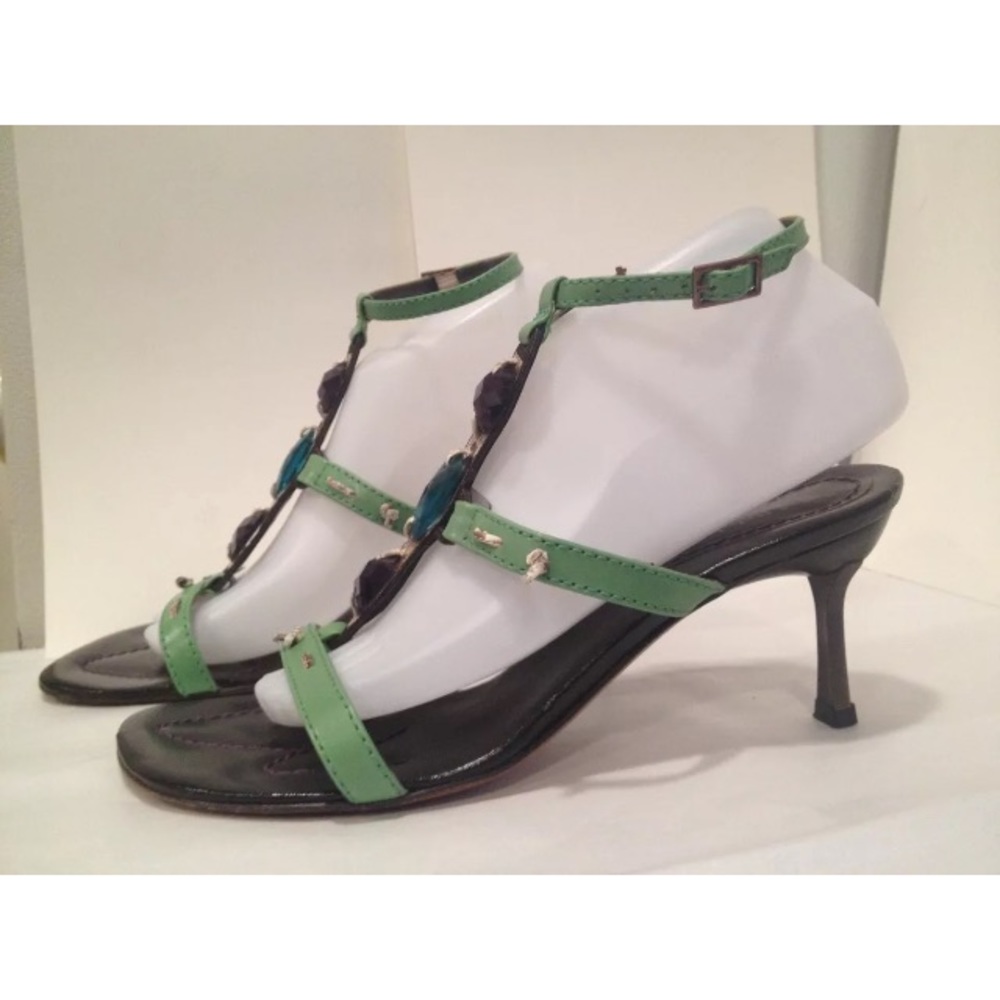 Baldinini strappy sandals embellished green 39 9